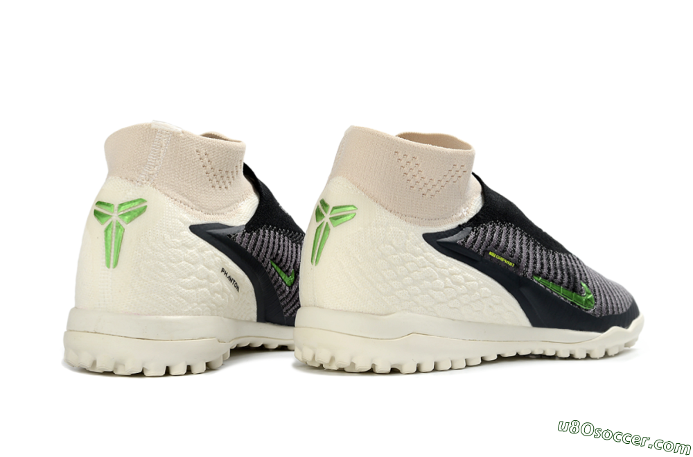 Nike Phantom 6 Elite High TF Artificial Turf Soccer Shoes - Black/Electric Green/Desert Sand 6