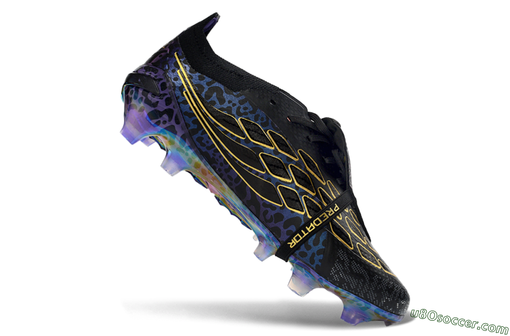 Adidas Predator 26 Elite Fold-Over Tongue FG Firm Ground Soccer Cleats - Black/Royal Purple/Metallic Gold 4