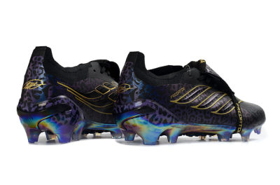 Adidas Predator 26 Elite Fold-Over Tongue FG Firm Ground Soccer Cleats - Black/Royal Purple/Metallic Gold