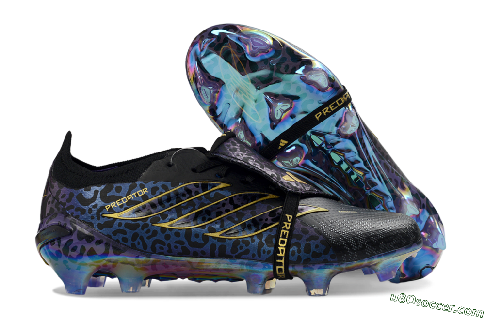 Adidas Predator 26 Elite Fold-Over Tongue FG Firm Ground Soccer Cleats - Black/Royal Purple/Metallic Gold 1