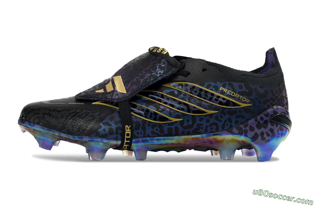 Adidas Predator 26 Elite Fold-Over Tongue FG Firm Ground Soccer Cleats - Black/Royal Purple/Metallic Gold 2