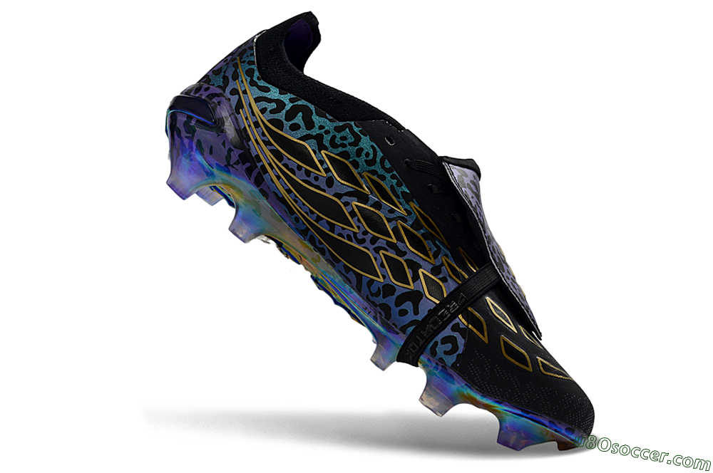 Adidas Predator 26 Elite Fold-Over Tongue FG Firm Ground Soccer Cleats - Black/Vibrant Purple/Gold 4