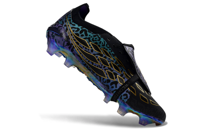Adidas Predator 26 Elite Fold-Over Tongue FG Firm Ground Soccer Cleats - Black/Vibrant Purple/Gold
