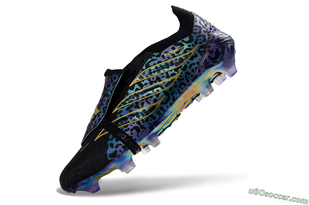 Adidas Predator 26 Elite Fold-Over Tongue FG Firm Ground Soccer Cleats - Black/Vibrant Purple/Gold 5