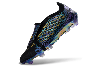 Adidas Predator 26 Elite Fold-Over Tongue FG Firm Ground Soccer Cleats - Black/Vibrant Purple/Gold