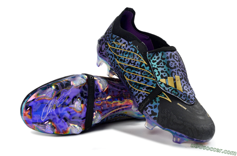Adidas Predator 26 Elite Fold-Over Tongue FG Firm Ground Soccer Cleats - Black/Vibrant Purple/Gold 6