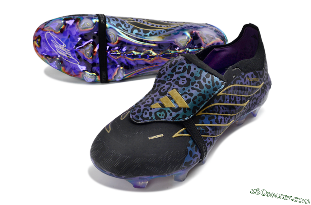 Adidas Predator 26 Elite Fold-Over Tongue FG Firm Ground Soccer Cleats - Black/Vibrant Purple/Gold 3
