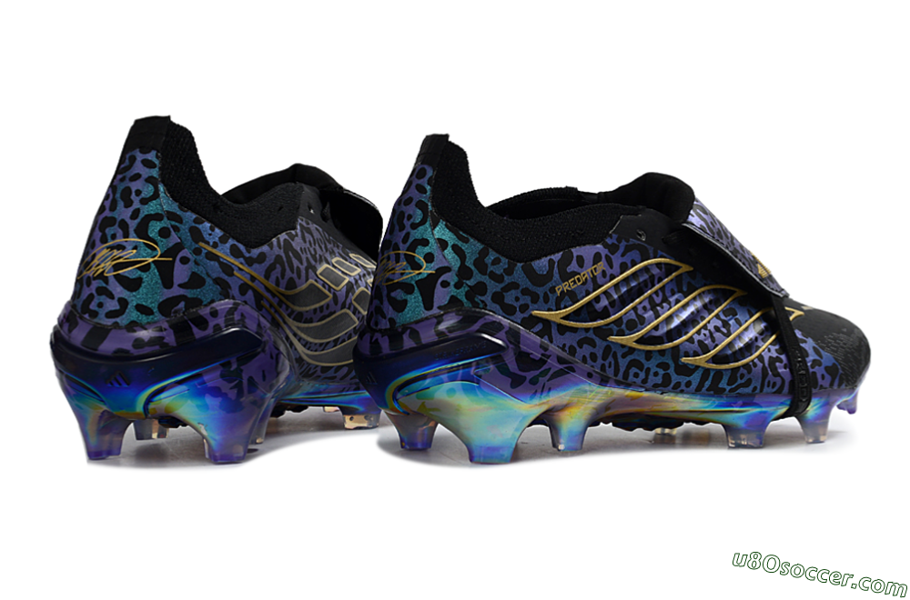 Adidas Predator 26 Elite Fold-Over Tongue FG Firm Ground Soccer Cleats - Black/Vibrant Purple/Gold 7