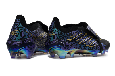 Adidas Predator 26 Elite Fold-Over Tongue FG Firm Ground Soccer Cleats - Black/Vibrant Purple/Gold