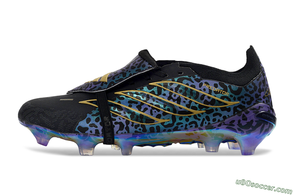 Adidas Predator 26 Elite Fold-Over Tongue FG Firm Ground Soccer Cleats - Black/Vibrant Purple/Gold 2