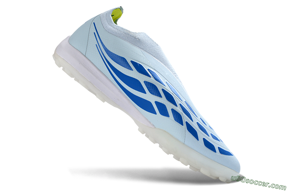 Adidas Predator 26 Elite Laceless TF Artificial Turf Soccer Shoes - Blue/Sky Blue/Lime Green 5