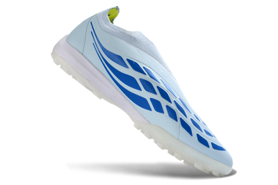 Adidas Predator 26 Elite Laceless TF Artificial Turf Soccer Shoes - Blue/Sky Blue/Lime Green