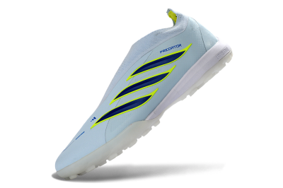 Adidas Predator 26 Elite Laceless TF Artificial Turf Soccer Shoes - Blue/Sky Blue/Lime Green