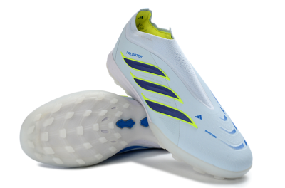 Adidas Predator 26 Elite Laceless TF Artificial Turf Soccer Shoes - Blue/Sky Blue/Lime Green
