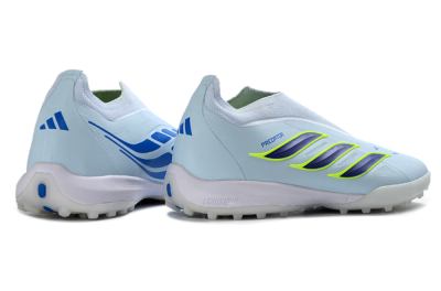 Adidas Predator 26 Elite Laceless TF Artificial Turf Soccer Shoes - Blue/Sky Blue/Lime Green
