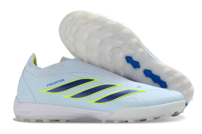 Adidas Predator 26 Elite Laceless TF Artificial Turf Soccer Shoes - Blue/Sky Blue/Lime Green