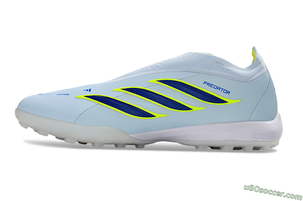 Adidas Predator 26 Elite Laceless TF Artificial Turf Soccer Shoes - Blue/Sky Blue/Lime Green 2
