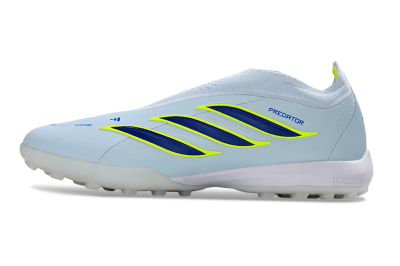 Adidas Predator 26 Elite Laceless TF Artificial Turf Soccer Shoes - Blue/Sky Blue/Lime Green