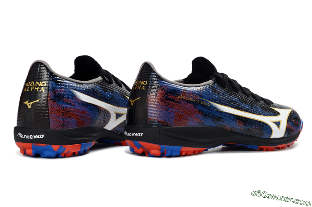 Mizuno Alpha 3 Elite TF Artificial Turf Soccer Shoes - Black/Crimson Red/Cerulean Blue 4