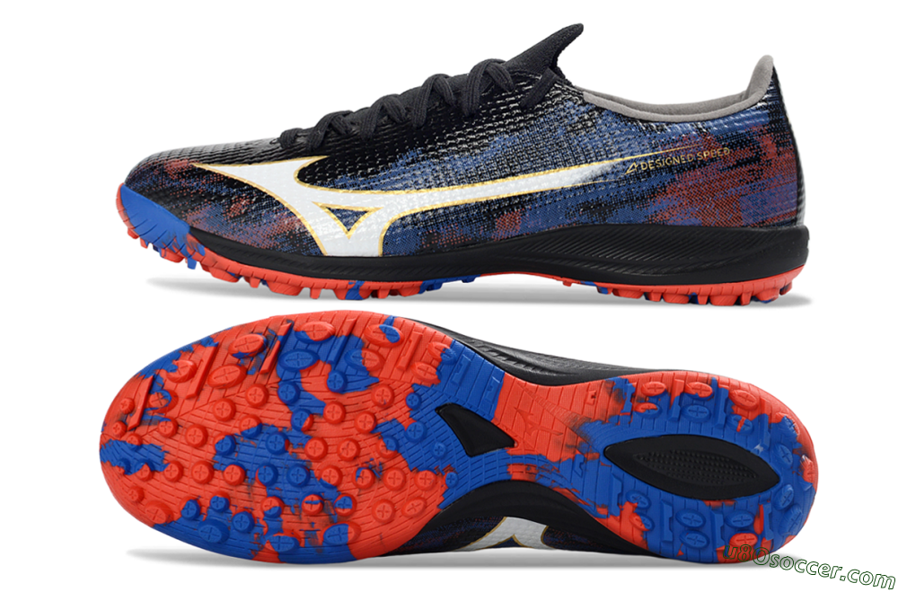Mizuno Alpha 3 Elite TF Artificial Turf Soccer Shoes - Black/Crimson Red/Cerulean Blue 0