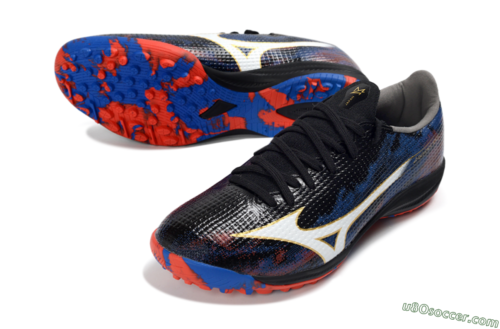 Mizuno Alpha 3 Elite TF Artificial Turf Soccer Shoes - Black/Crimson Red/Cerulean Blue 3