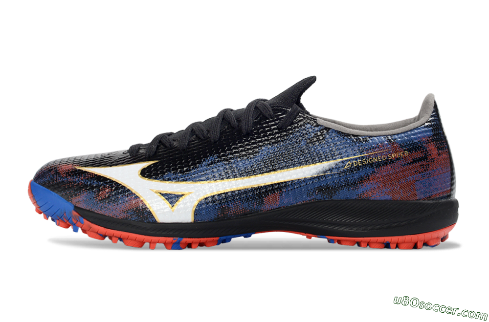Mizuno Alpha 3 Elite TF Artificial Turf Soccer Shoes - Black/Crimson Red/Cerulean Blue 2