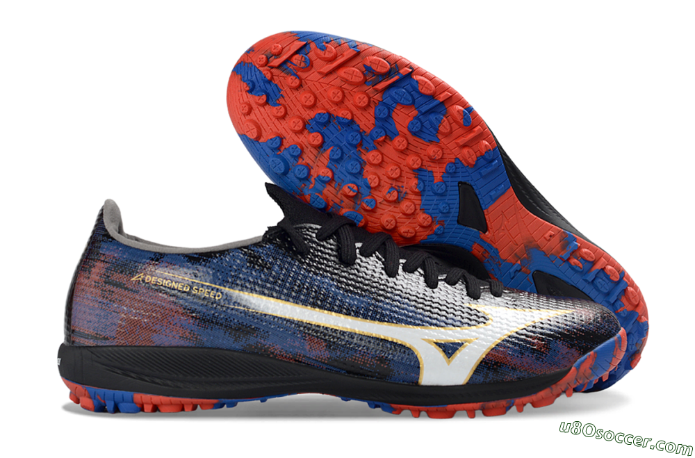 Mizuno Alpha 3 Elite TF Artificial Turf Soccer Shoes - Black/Crimson Red/Cerulean Blue 1