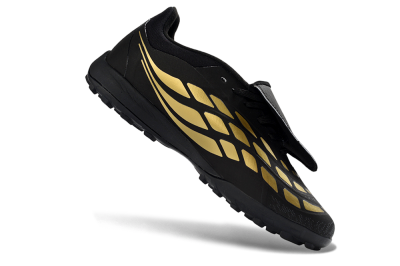Adidas Predator 26 Elite Fold-Over Tongue TF Artificial Turf Soccer Shoes - Black/Gold Accent/Black Base