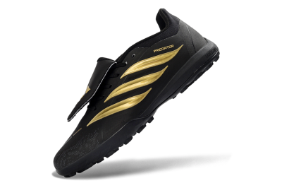 Adidas Predator 26 Elite Fold-Over Tongue TF Artificial Turf Soccer Shoes - Black/Gold Accent/Black Base