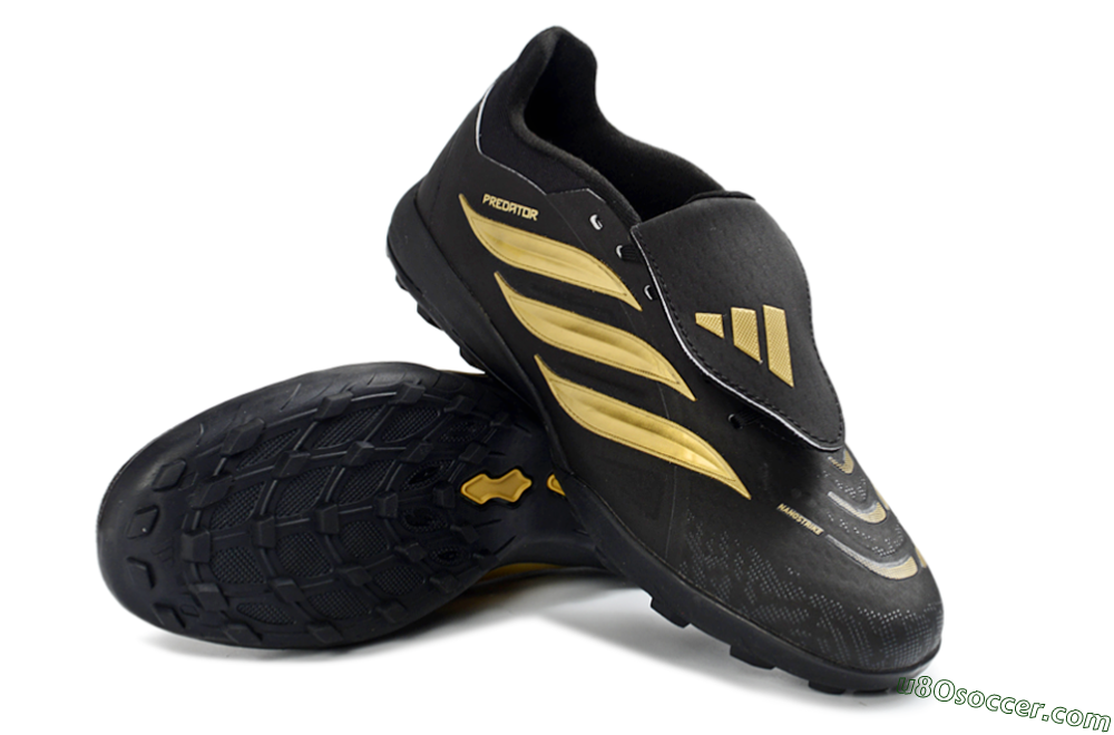 Adidas Predator 26 Elite Fold-Over Tongue TF Artificial Turf Soccer Shoes - Black/Gold Accent/Black Base 4