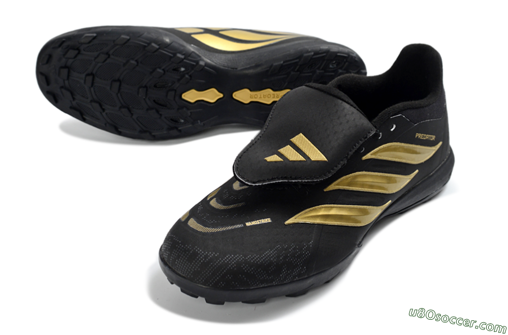 Adidas Predator 26 Elite Fold-Over Tongue TF Artificial Turf Soccer Shoes - Black/Gold Accent/Black Base 3