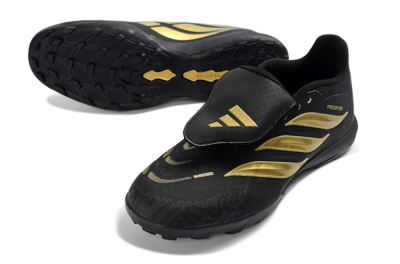 Adidas Predator 26 Elite Fold-Over Tongue TF Artificial Turf Soccer Shoes - Black/Gold Accent/Black Base