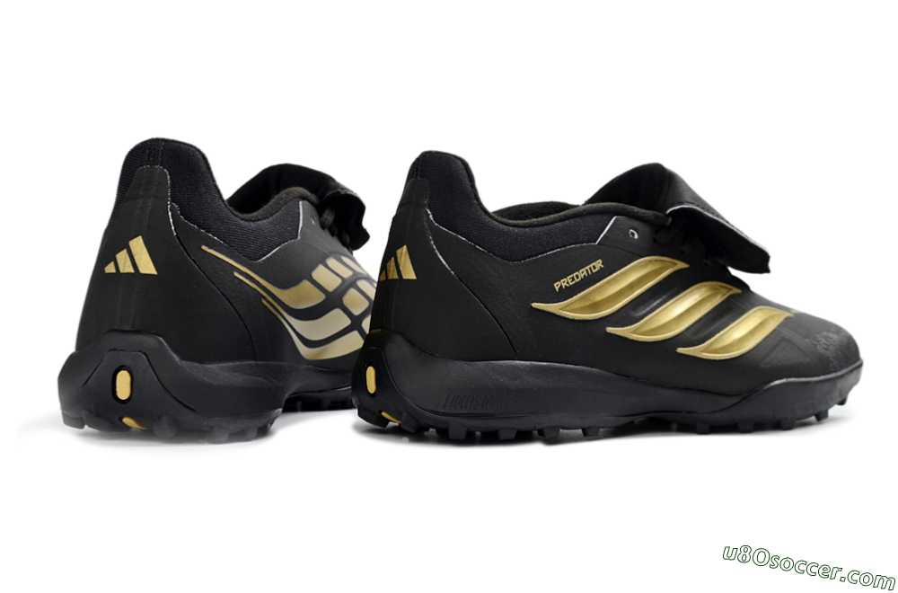 Adidas Predator 26 Elite Fold-Over Tongue TF Artificial Turf Soccer Shoes - Black/Gold Accent/Black Base 7