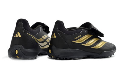 Adidas Predator 26 Elite Fold-Over Tongue TF Artificial Turf Soccer Shoes - Black/Gold Accent/Black Base