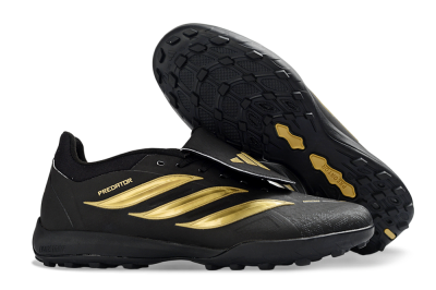 Adidas Predator 26 Elite Fold-Over Tongue TF Artificial Turf Soccer Shoes - Black/Gold Accent/Black Base