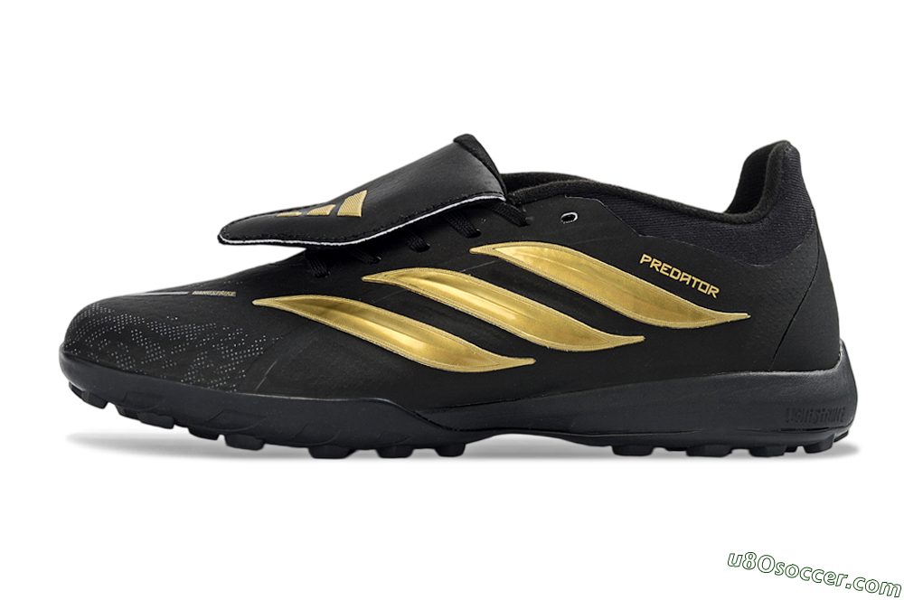 Adidas Predator 26 Elite Fold-Over Tongue TF Artificial Turf Soccer Shoes - Black/Gold Accent/Black Base 2