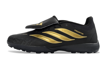 Adidas Predator 26 Elite Fold-Over Tongue TF Artificial Turf Soccer Shoes - Black/Gold Accent/Black Base