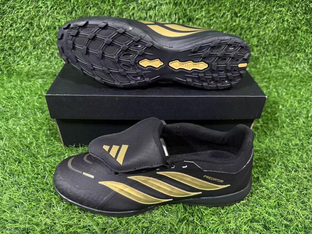 Adidas Predator 26 Elite Fold-Over Tongue TF Artificial Turf Soccer Shoes - Black/Gold Accent/Black Base