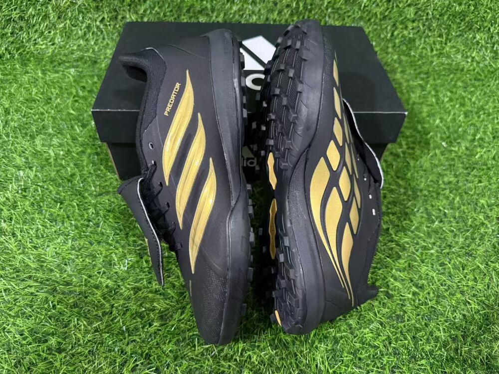 Adidas Predator 26 Elite Fold-Over Tongue TF Artificial Turf Soccer Shoes - Black/Gold Accent/Black Base