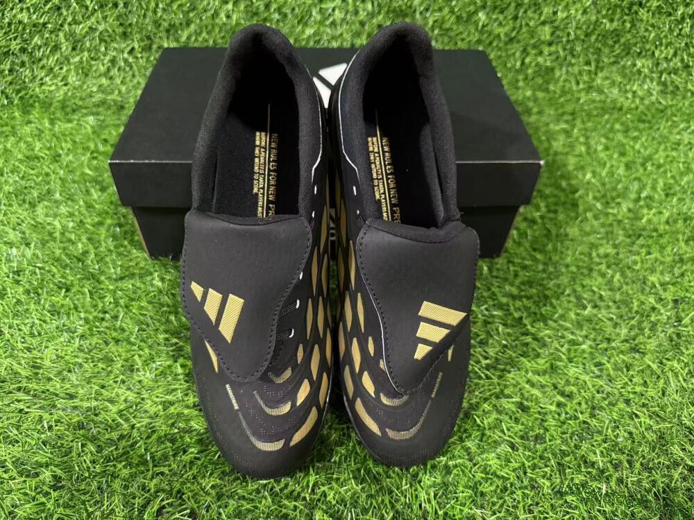 Adidas Predator 26 Elite Fold-Over Tongue TF Artificial Turf Soccer Shoes - Black/Gold Accent/Black Base