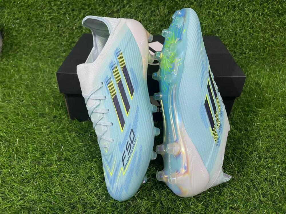 Adidas F50 Elite FG Firm Ground Soccer Cleats - Aqua/Electric Blue/Shimmering Lime