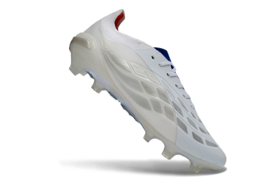 Adidas Predator 26 Elite FG Firm Ground Soccer Cleats - White/Electric Blue/Metallic Silver