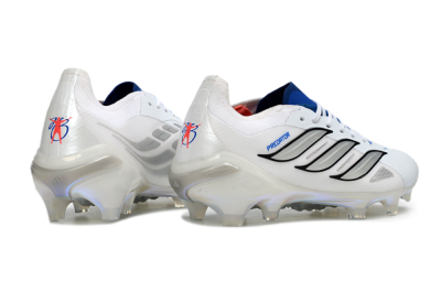 Adidas Predator 26 Elite FG Firm Ground Soccer Cleats - White/Electric Blue/Metallic Silver