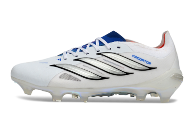 Adidas Predator 26 Elite FG Firm Ground Soccer Cleats - White/Electric Blue/Metallic Silver