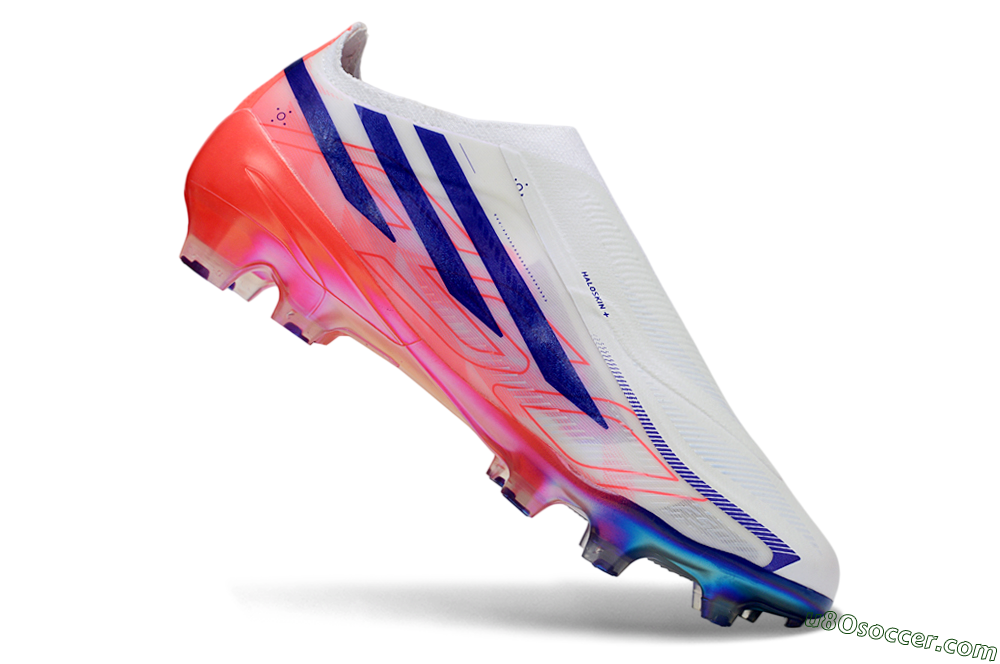 Adidas F50 Hyperfast 2026 World Cup Laceless Laceless FG Firm Ground Soccer Cleats - White/Coral Glow/Sapphire Haze 4