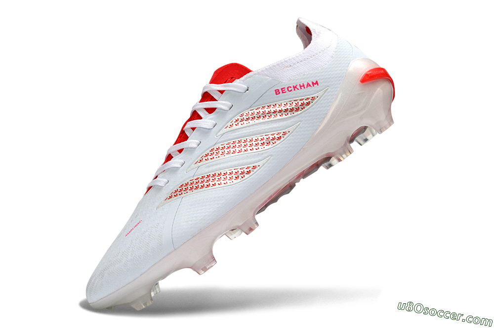 Adidas Predator 26 Elite FG Firm Ground Soccer Cleats - White/Electric Red/Crimson 5