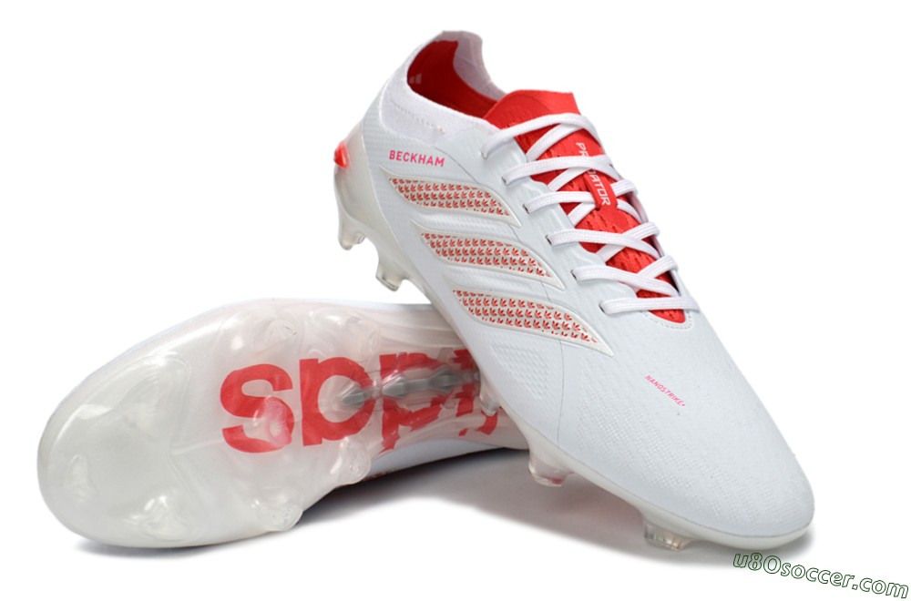Adidas Predator 26 Elite FG Firm Ground Soccer Cleats - White/Electric Red/Crimson 3