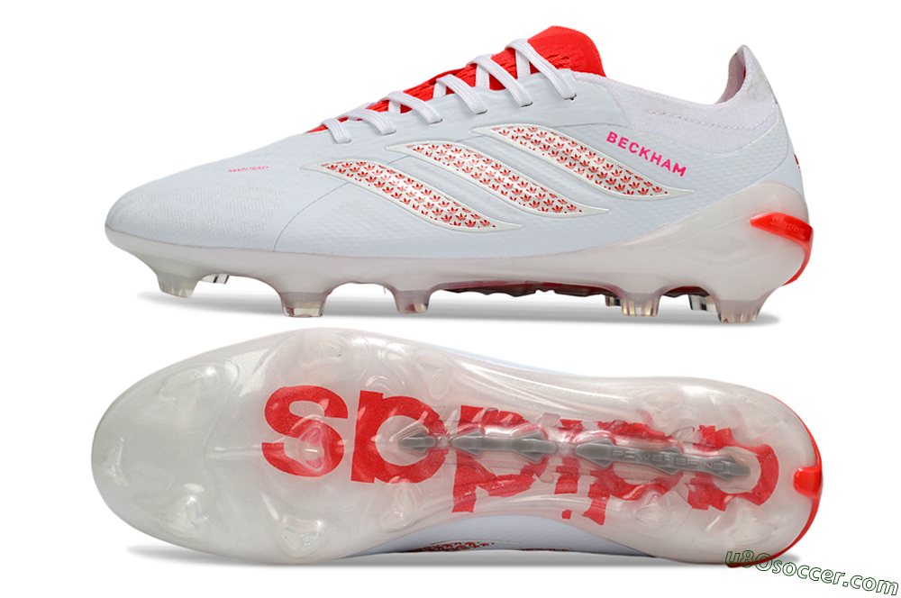 Adidas Predator 26 Elite FG Firm Ground Soccer Cleats - White/Electric Red/Crimson 0
