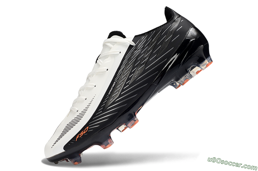 Adidas F50 Hyperfast 2026 World Cup Laceless FG Firm Ground Soccer Cleats - White/Electric Orange/Black 5