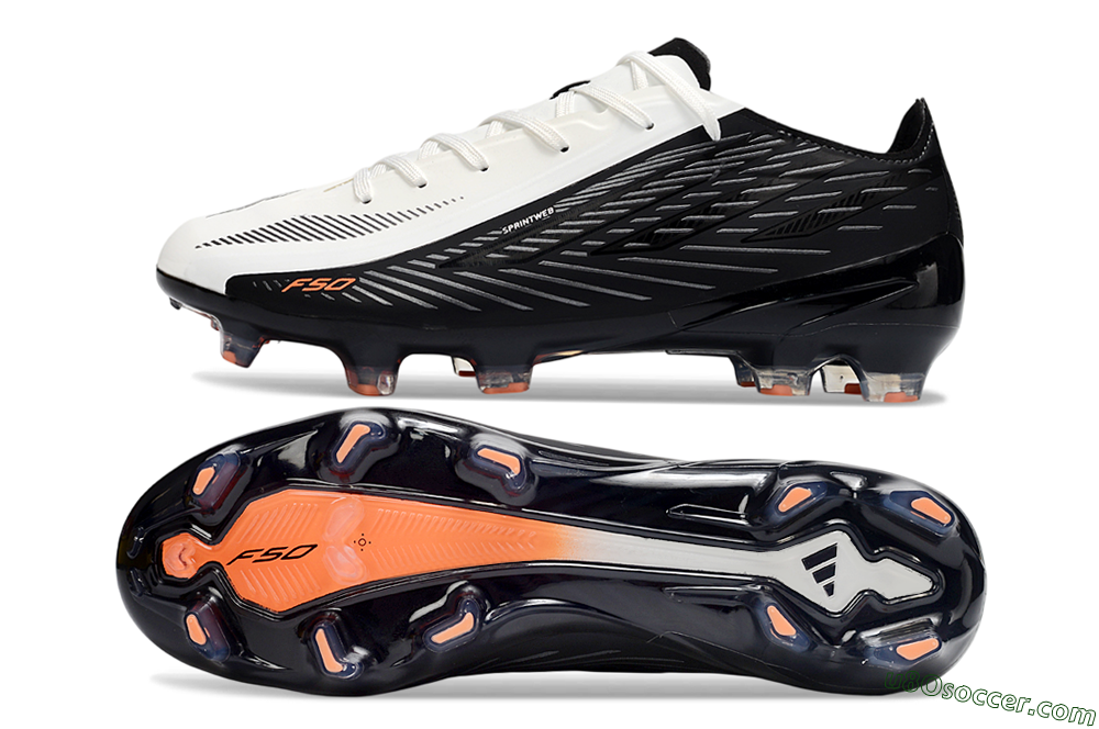 Adidas F50 Hyperfast 2026 World Cup Laceless FG Firm Ground Soccer Cleats - White/Electric Orange/Black 0